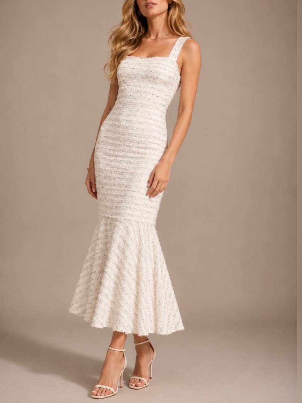 Misa Los Angeles Elke Tweed Mermaid Midi Dress Sz S New